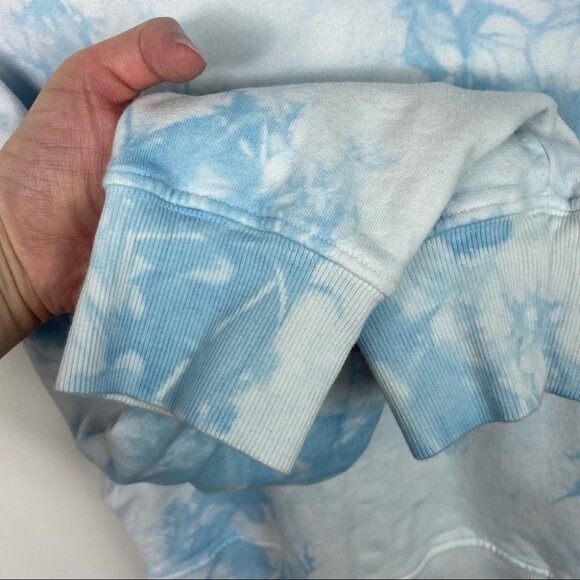 Frankies Bikinis Burl Sweatshirt Baby Blue Tie Dye Hoodie Size Medium Hood Boho - Picture 7 of 10